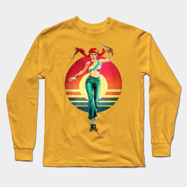 Rollergirl loves music Long Sleeve T-Shirt by INLE Designs